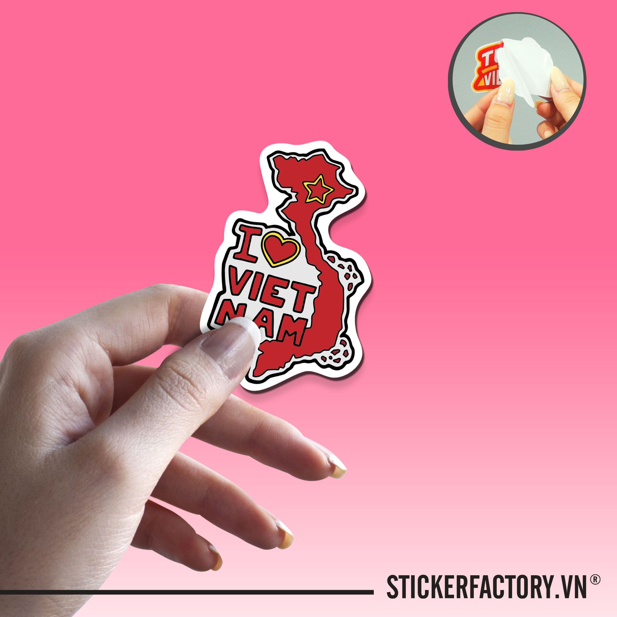 I LOVE VIETNAM 7cm - Sticker Die-cut hình dán cắt rời