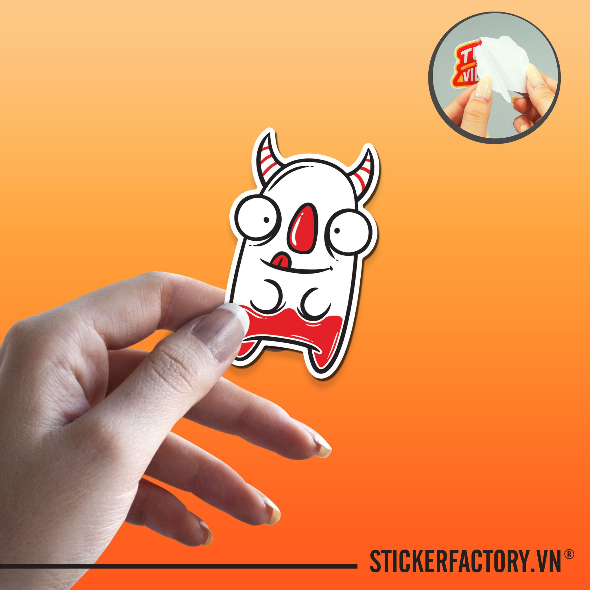 RED KUTE GHOST 7cm - Sticker Die-cut hình dán cắt rời