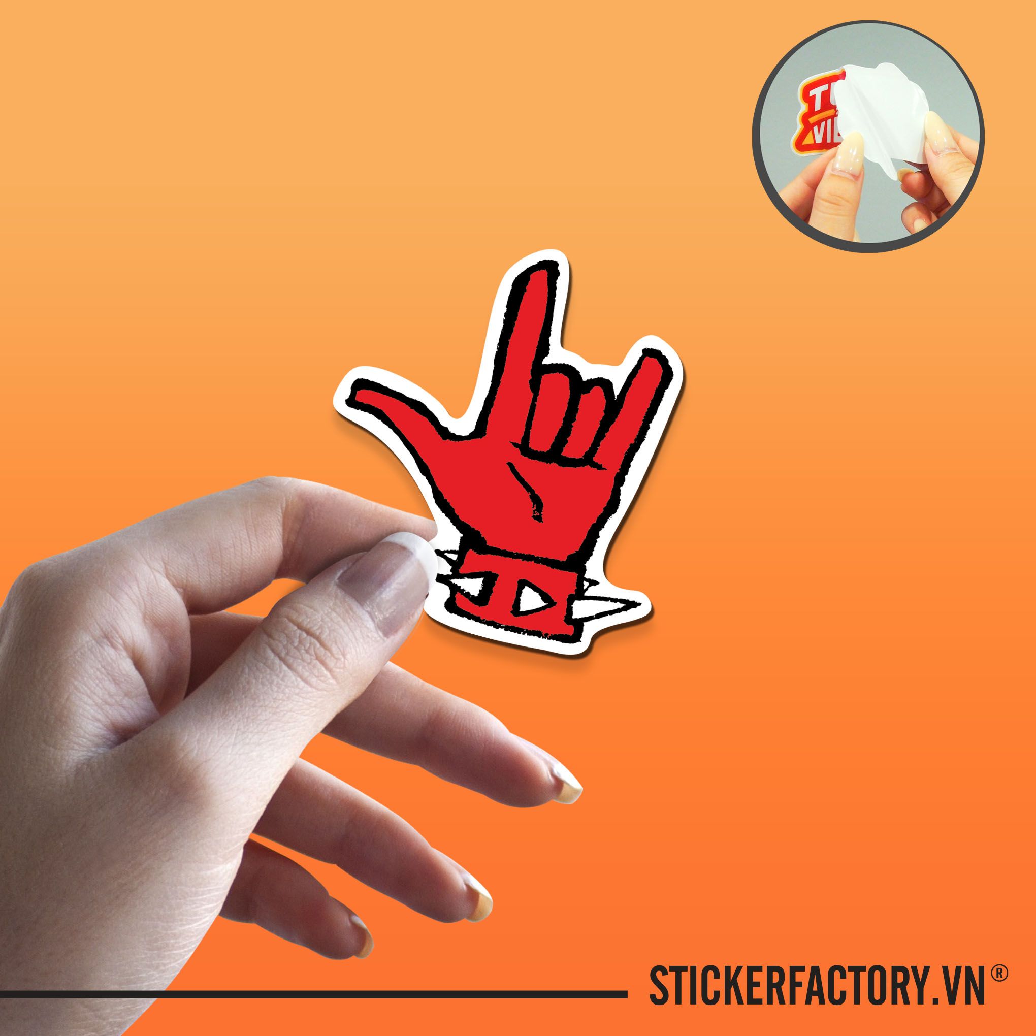 LET'S ROCK HAND 7cm - Sticker Die-cut hình dán cắt rời