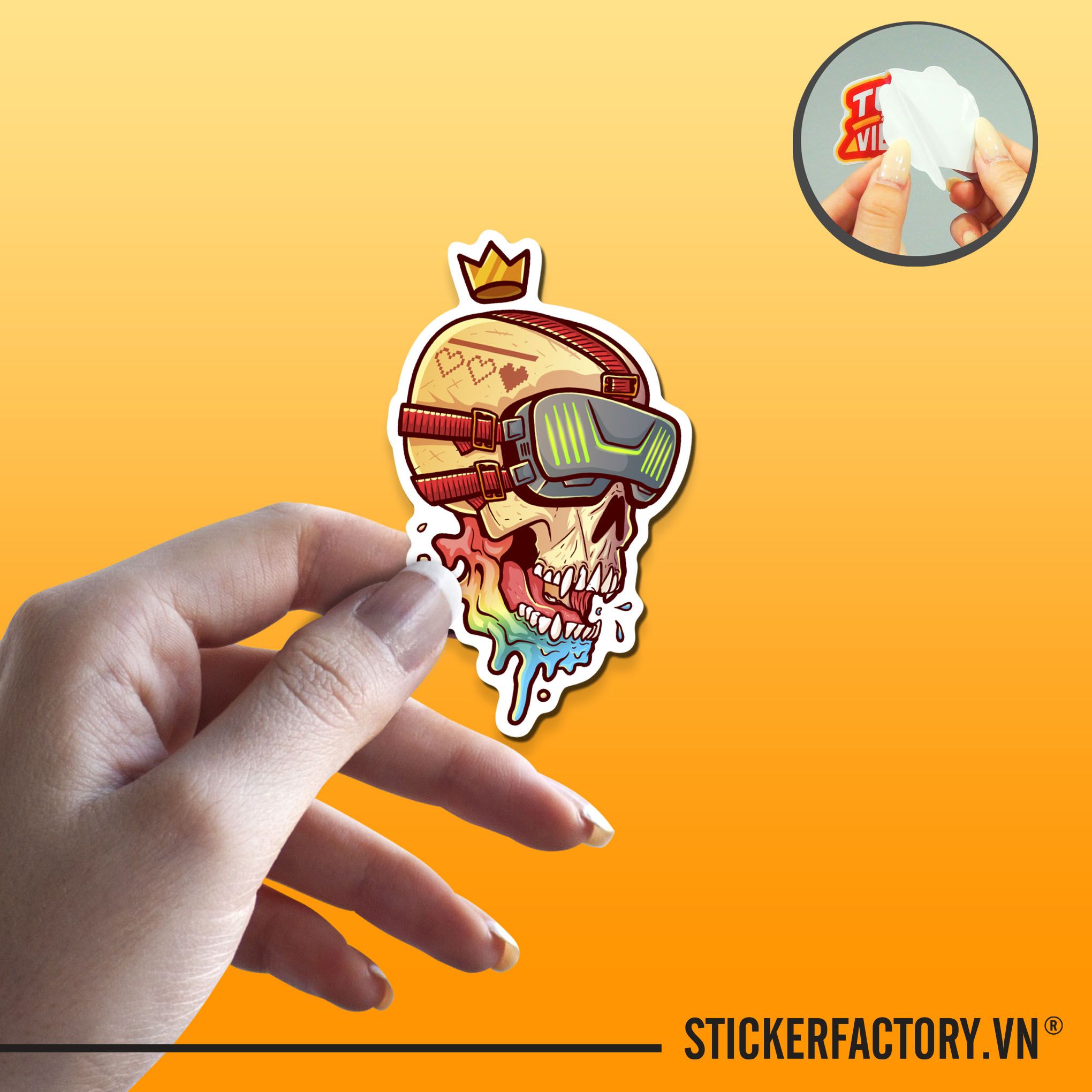 SKULL LIFE IS A GAME 7cm - Sticker Die-cut hình dán cắt rời
