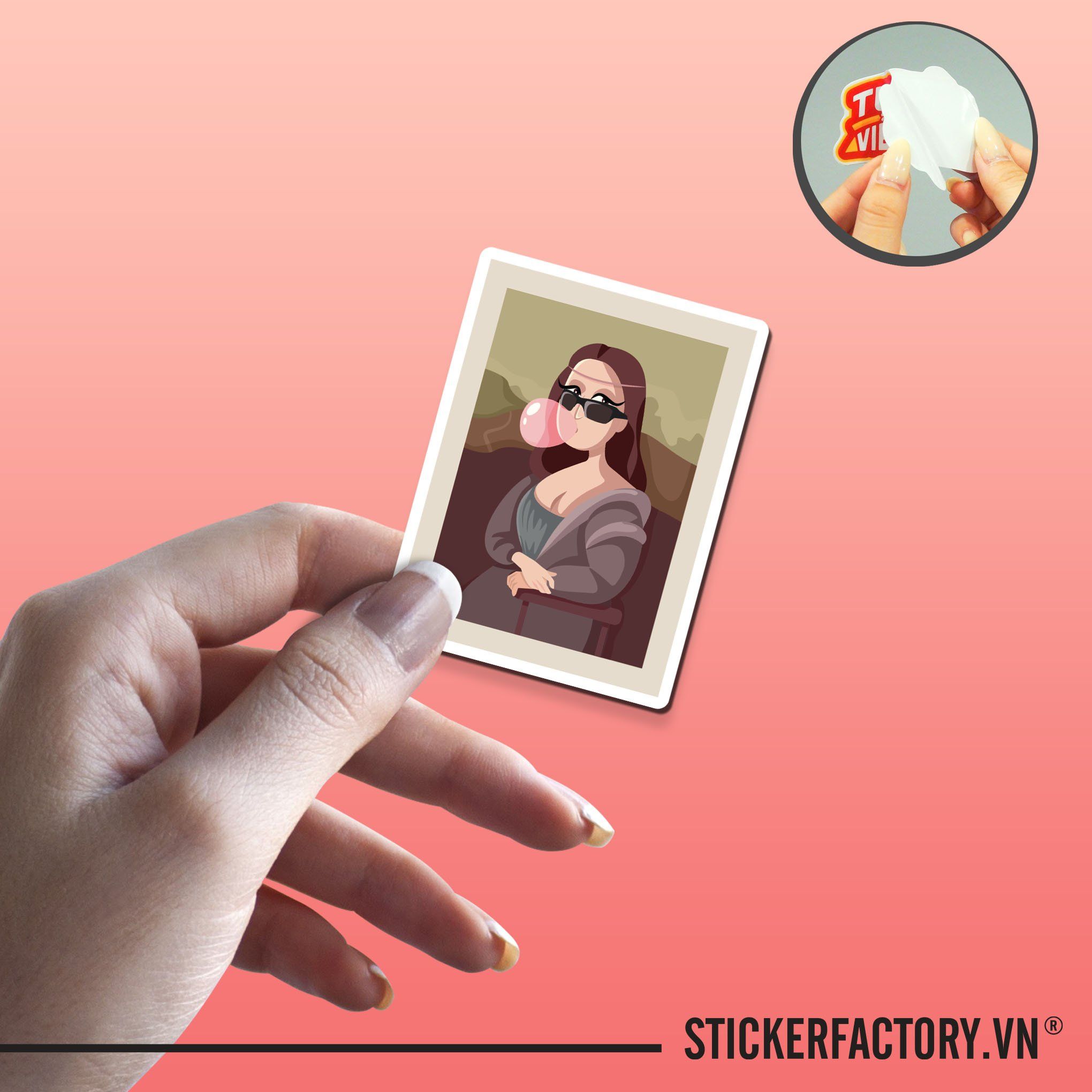 MONA LISA BLOWING BUBBLE GUM 7cm - Sticker Die-cut hình dán cắt rời