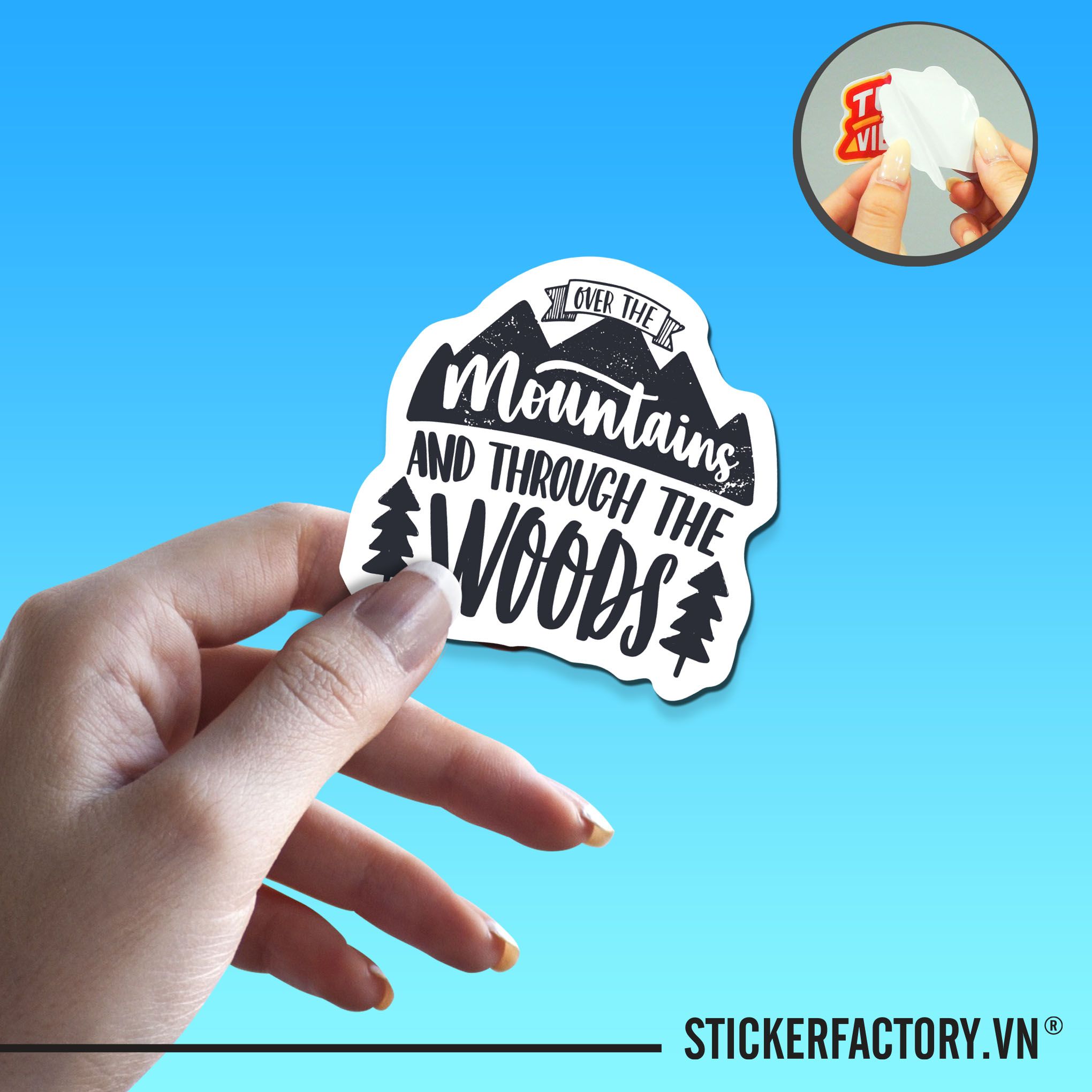 OVER THE MOUNTAINS AND THROUGH THE WOODS 7cm - Sticker Die-cut hình dán cắt rời