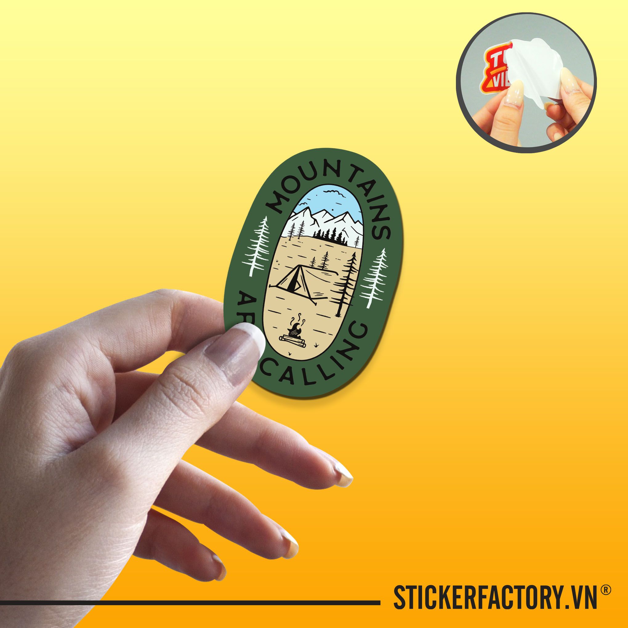 MOUNTAINS ARE CALLING 7cm - Sticker Die-cut hình dán cắt rời