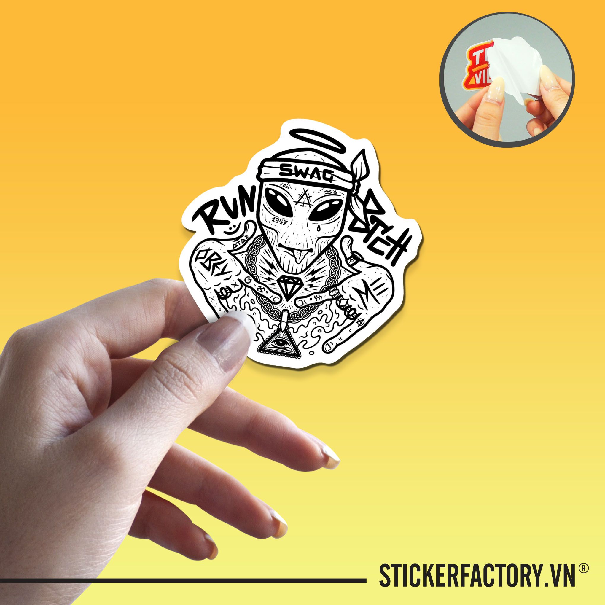 SWAG OBEY ALIEN 7cm - Sticker Die-cut hình dán cắt rời