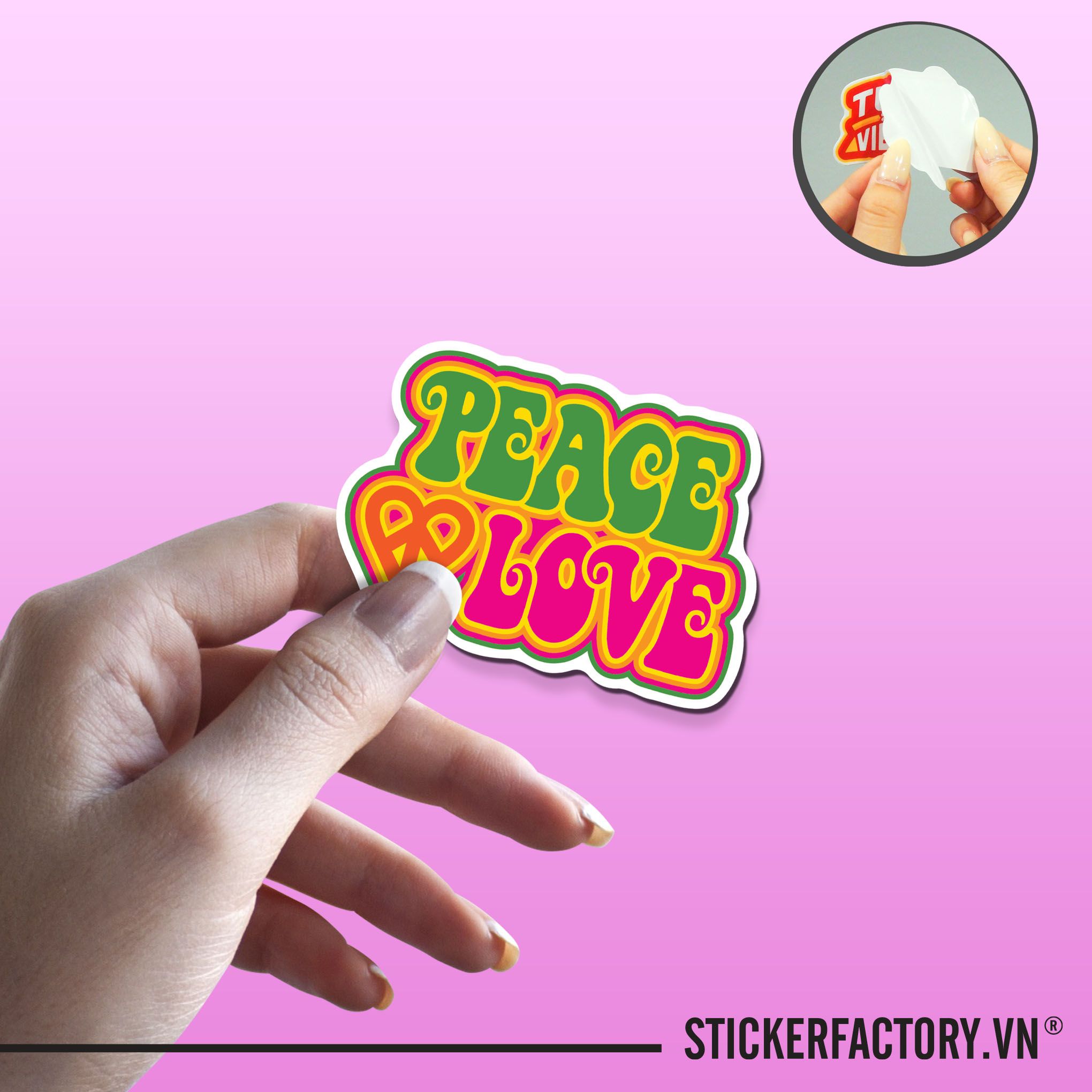 PEACE LOVE 7cm - Sticker Die-cut hình dán cắt rời