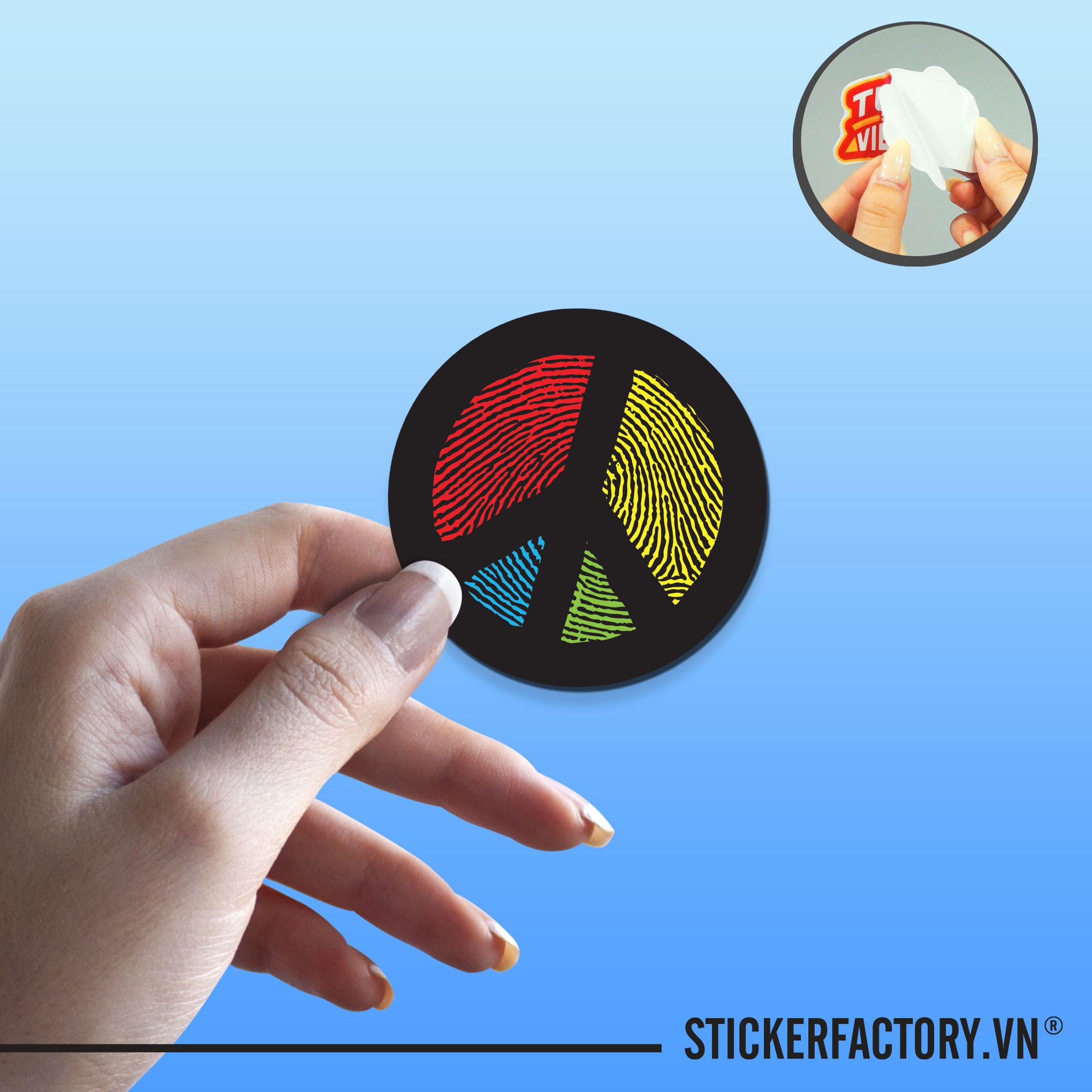 PEACE SIGN 7cm - Sticker Die-cut hình dán cắt rời