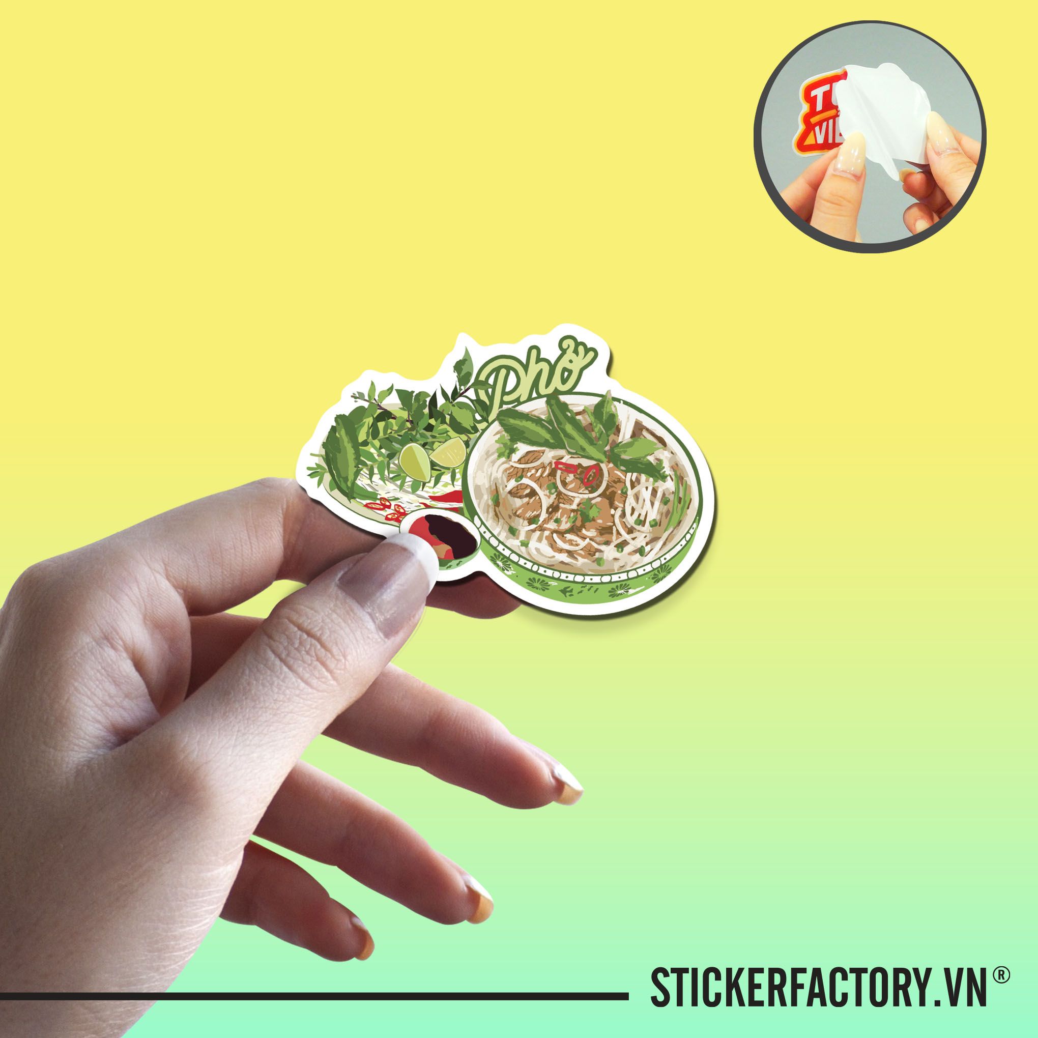 PHỞ 7cm - Sticker Die-cut hình dán cắt rời