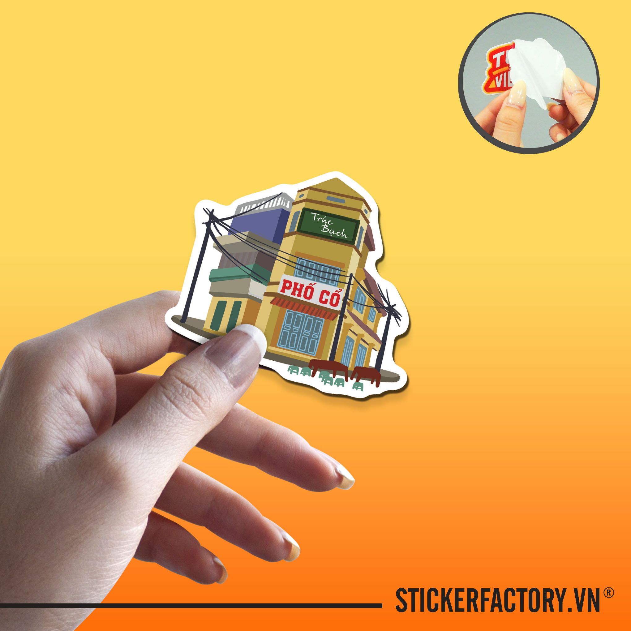PHỐ CỔ HÀ NỘI 7cm - Sticker Die-cut hình dán cắt rời