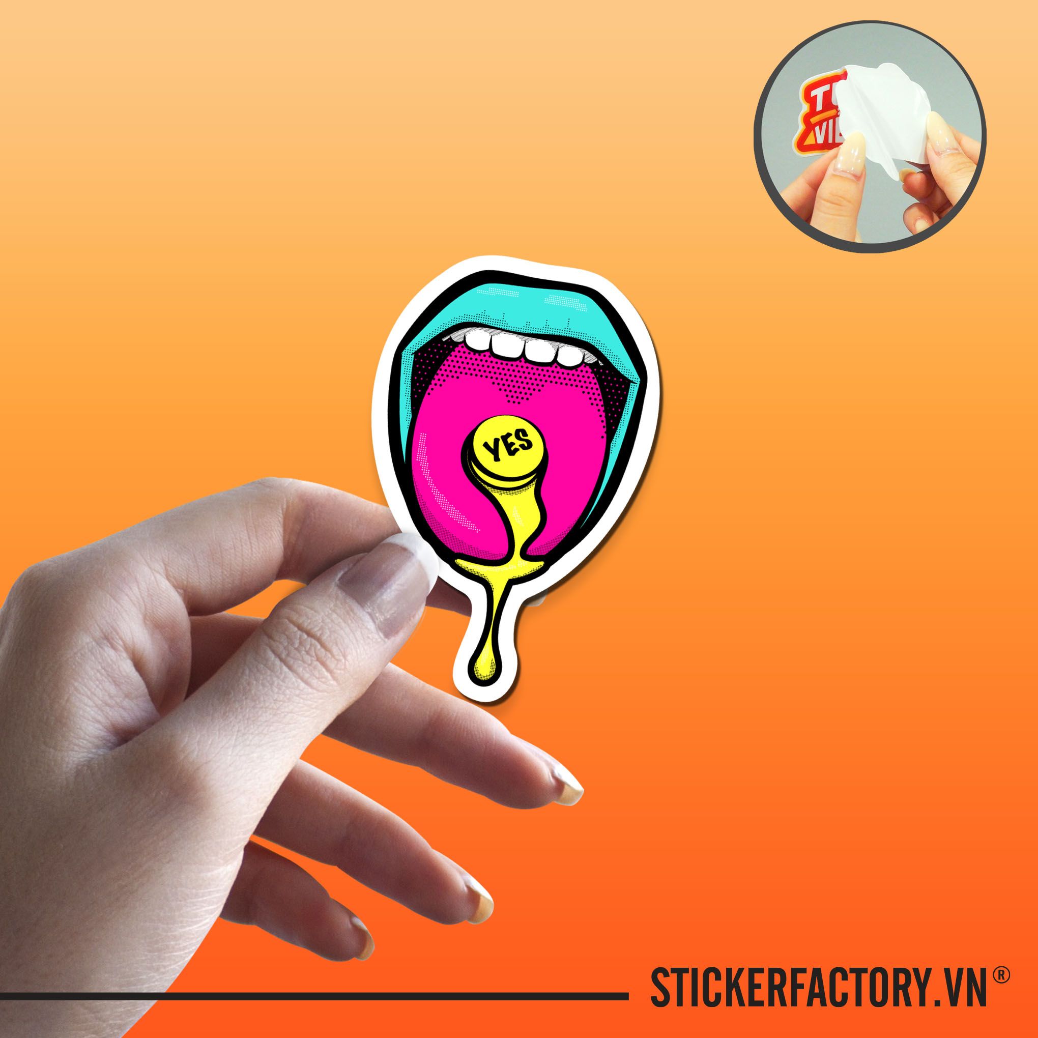 POP ART YES MOUTH 7cm - Sticker Die-cut hình dán cắt rời