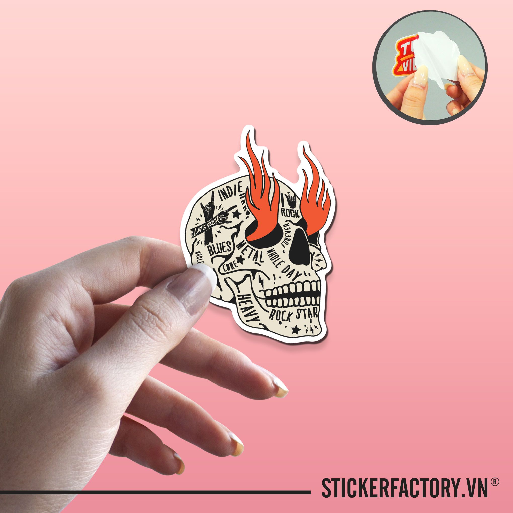 ROCK SKULL 7cm - Sticker Die-cut hình dán cắt rời