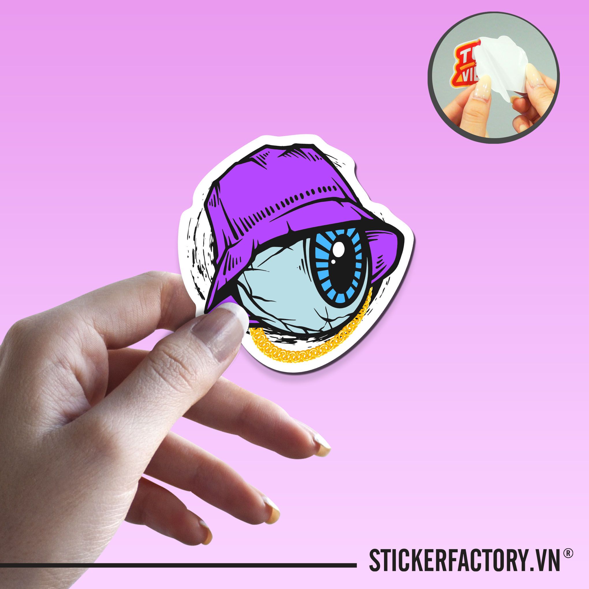 STREETWEAR EYEBALL 7cm - Sticker Die-cut hình dán cắt rời
