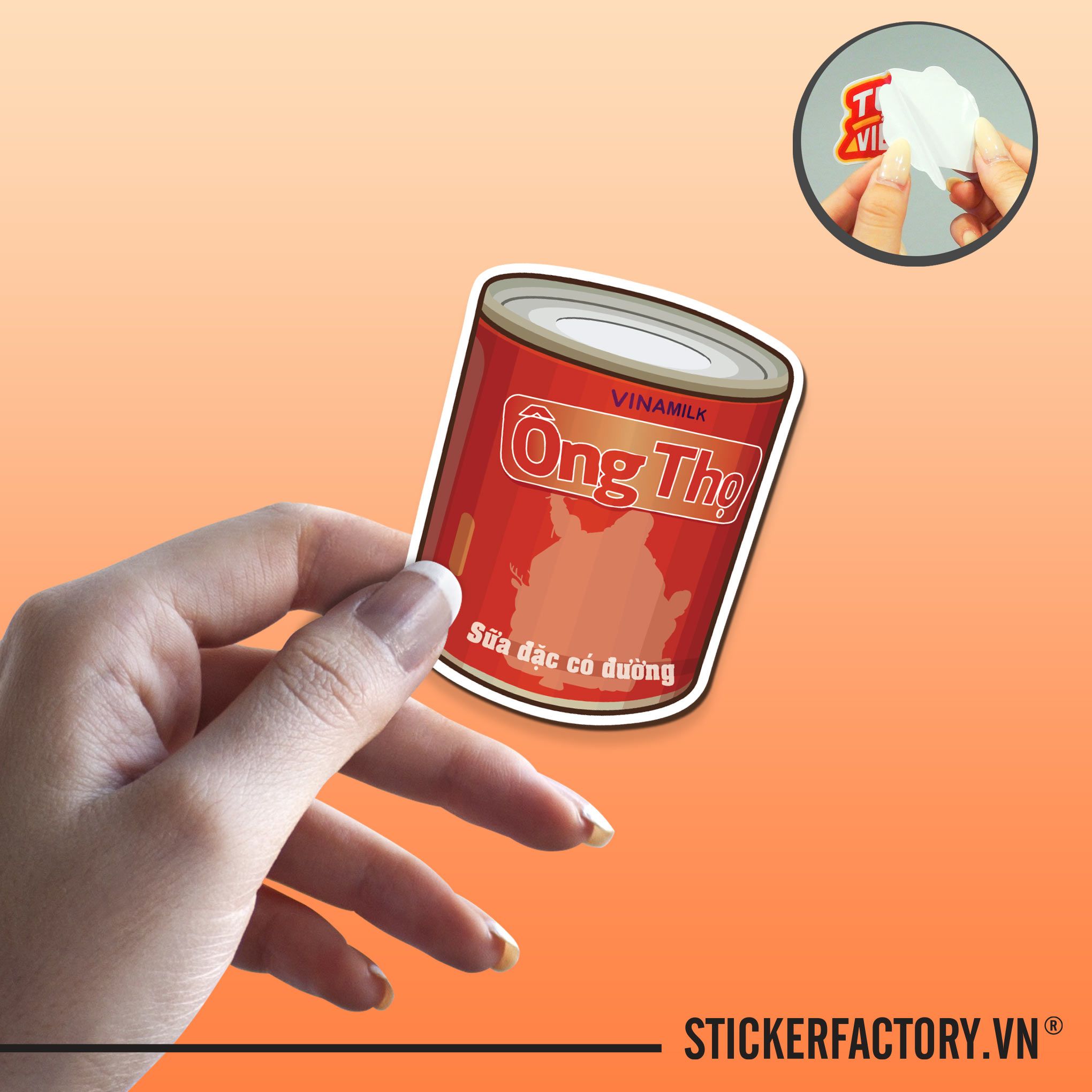 LON SỮA ĐẶC ÔNG THỌ 7cm - Sticker Die-cut hình dán cắt rời