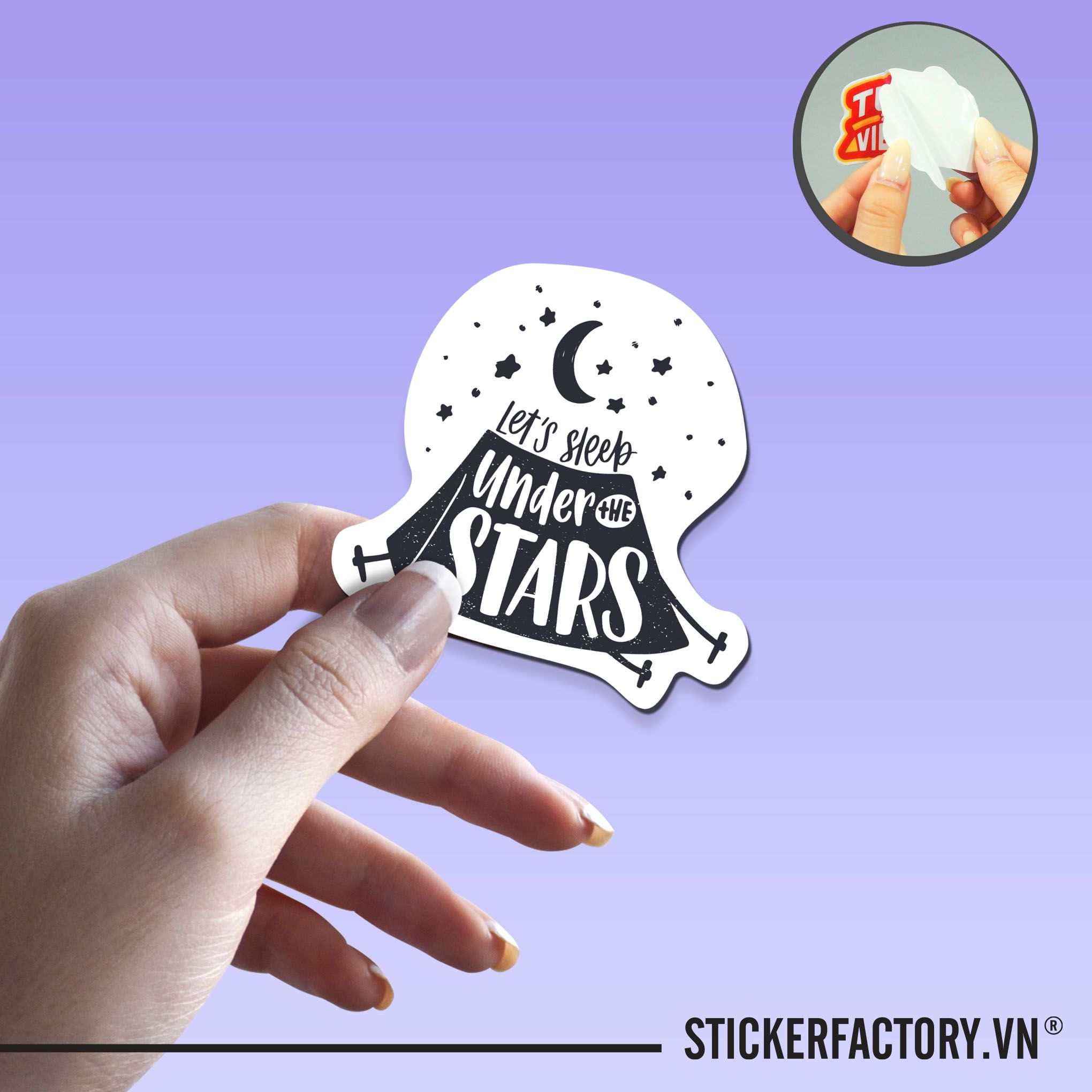 LETS SLEEP UNDER THE STARS 7cm - Sticker Die-cut hình dán cắt rời