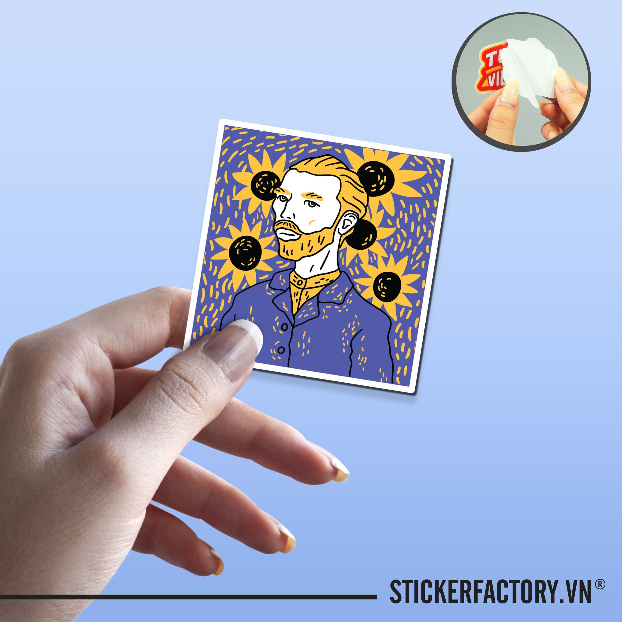 VINCENT VAN GOGH PORTRAIT 7cm - Sticker Die-cut hình dán cắt rời