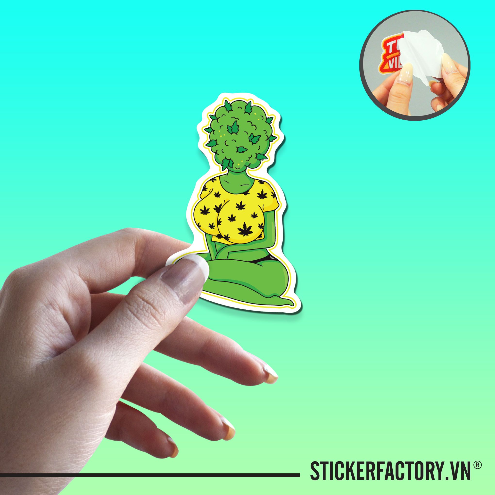 WEED BUD HEAD WOMAN 7cm - Sticker Die-cut hình dán cắt rời