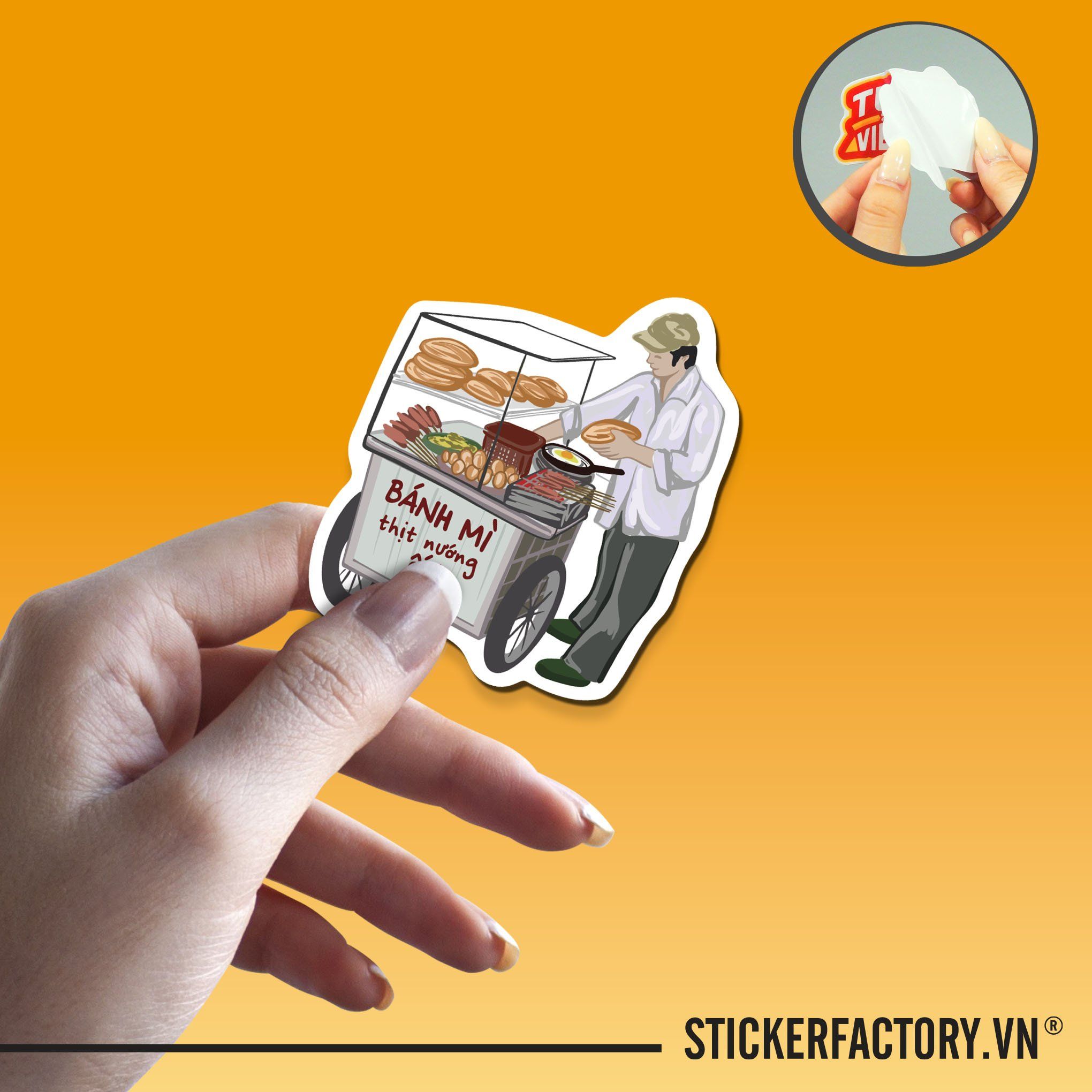 XE BÁN BÁNH MÌ THỊT NƯỚNG 7cm - Sticker Die-cut hình dán cắt rời