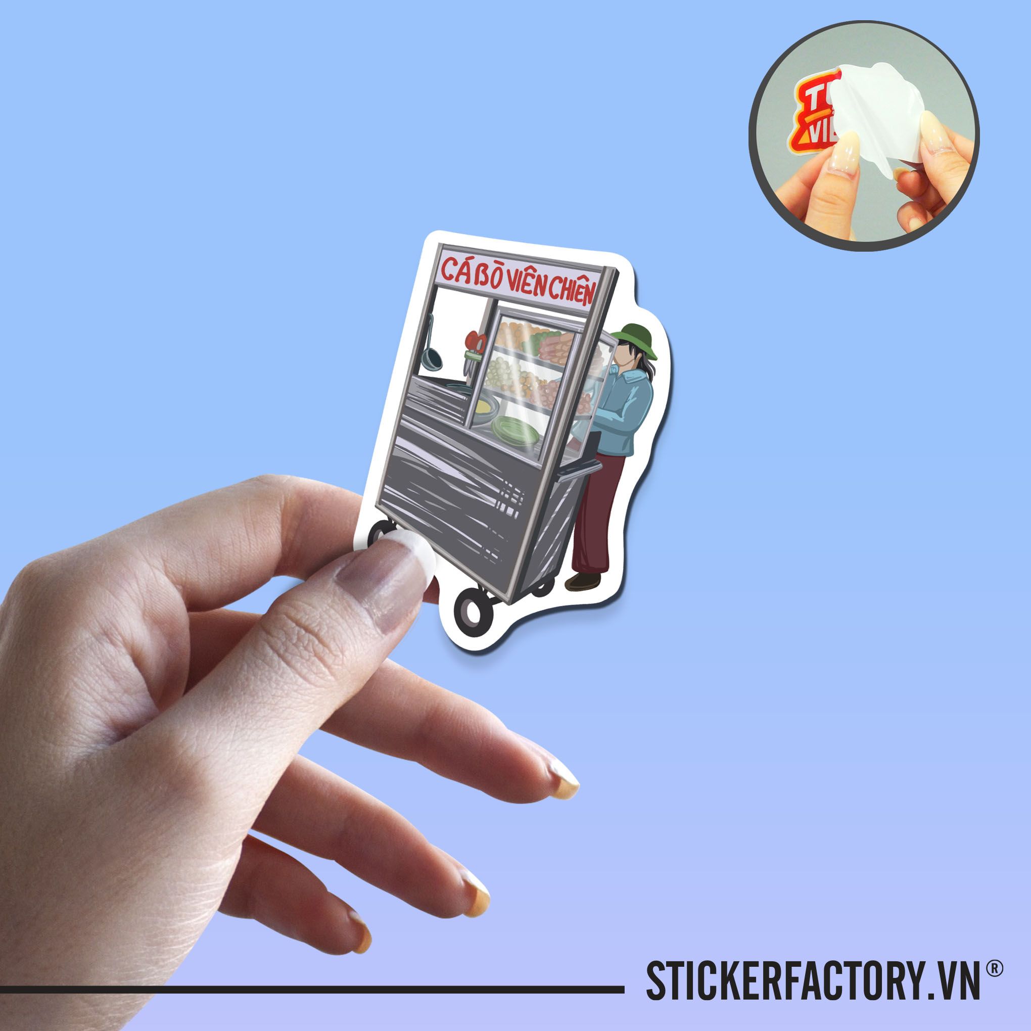 XE BÁN CÁ VIÊN CHIÊN 7cm - Sticker Die-cut hình dán cắt rời