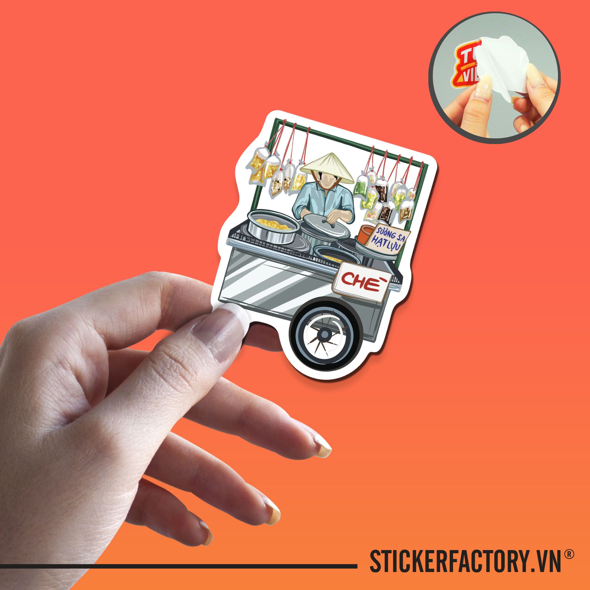 XE BÁN CHÈ 7cm - Sticker Die-cut hình dán cắt rời