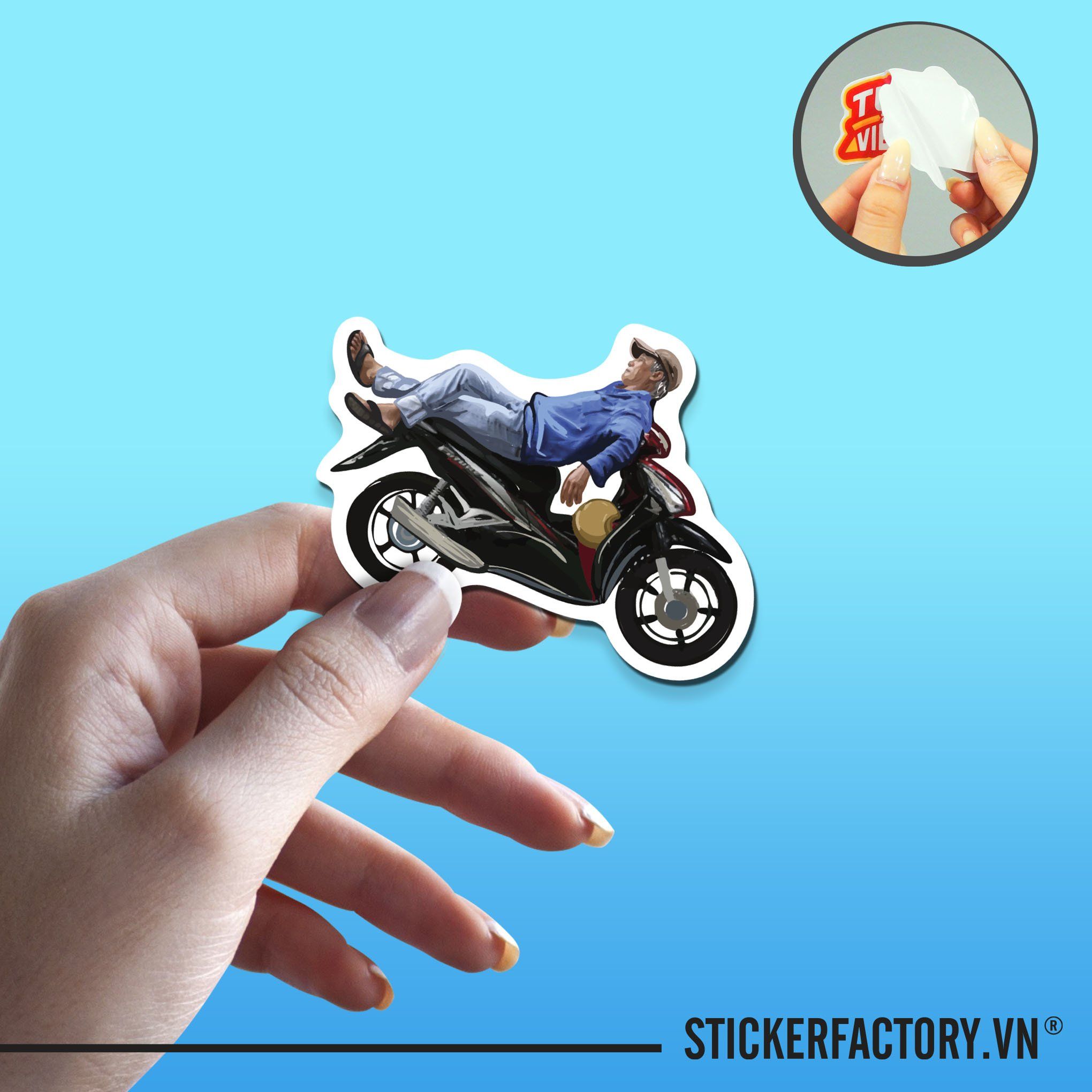 XE ÔM 7cm - Sticker Die-cut hình dán cắt rời