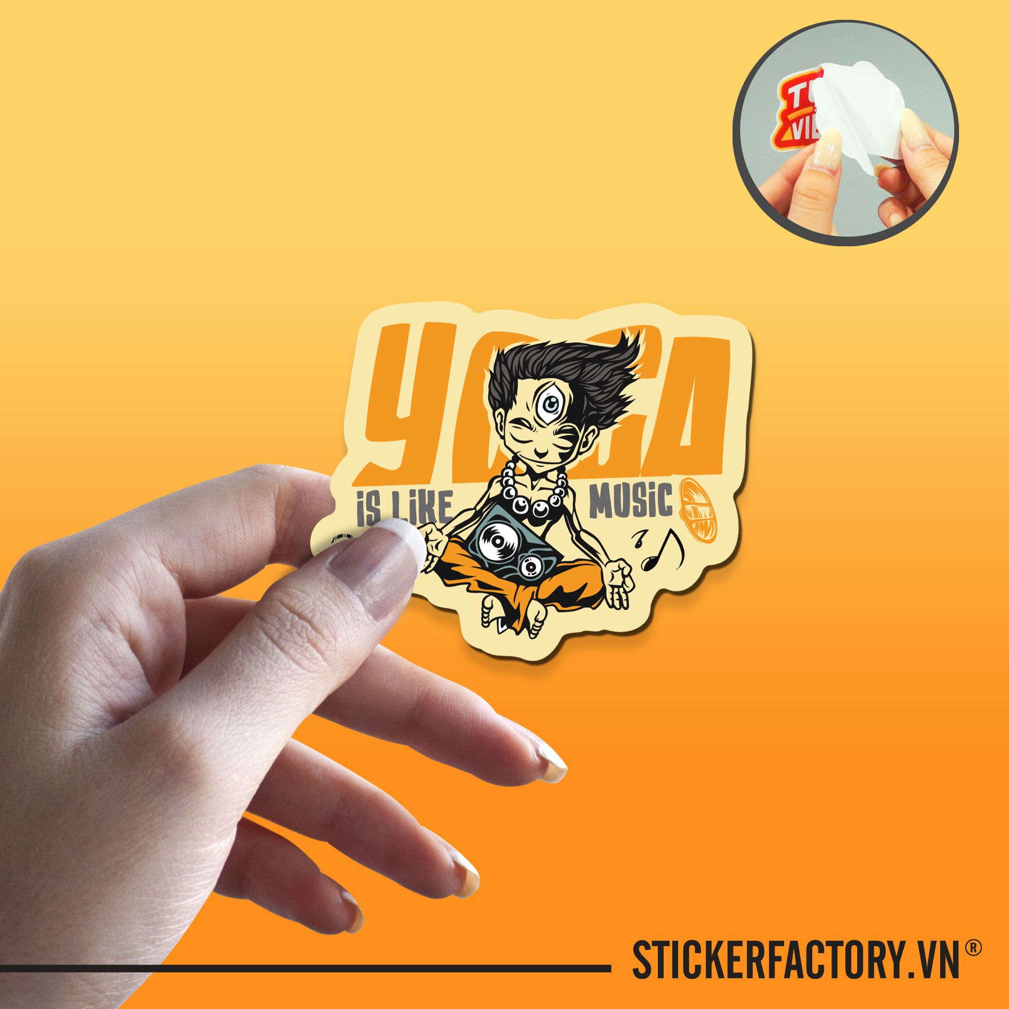 YOGA IS LIKE MUSIC 7cm - Sticker Die-cut hình dán cắt rời