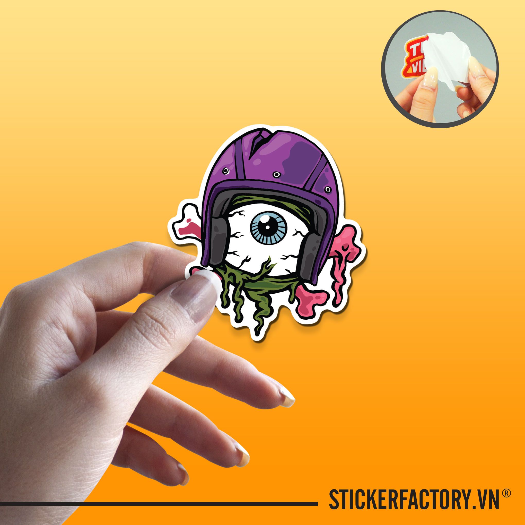 ZOMBIE EYE HELMET 7cm - Sticker Die-cut hình dán cắt rời