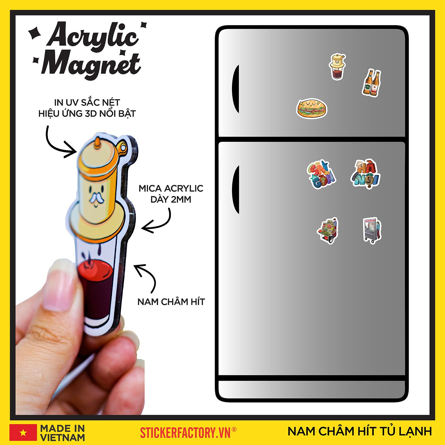 AM0013 Xe Bán Chè - Nam châm hít tủ lạnh Acrylic Magnet