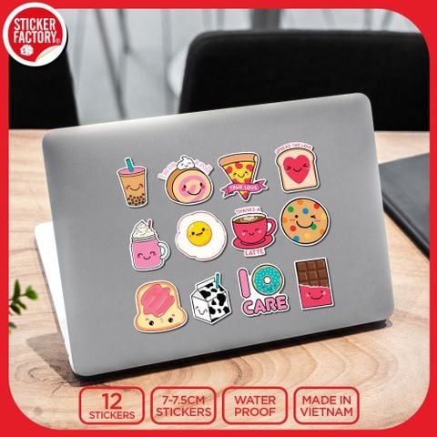  SET12004 ĐỒ ĂN DỄ THƯƠNG – Set 12 Die Cut Sticker Pack 