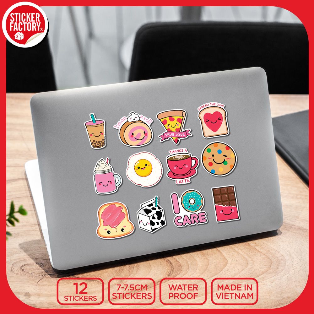 SET12004 ĐỒ ĂN DỄ THƯƠNG – Set 12 Die Cut Sticker Pack