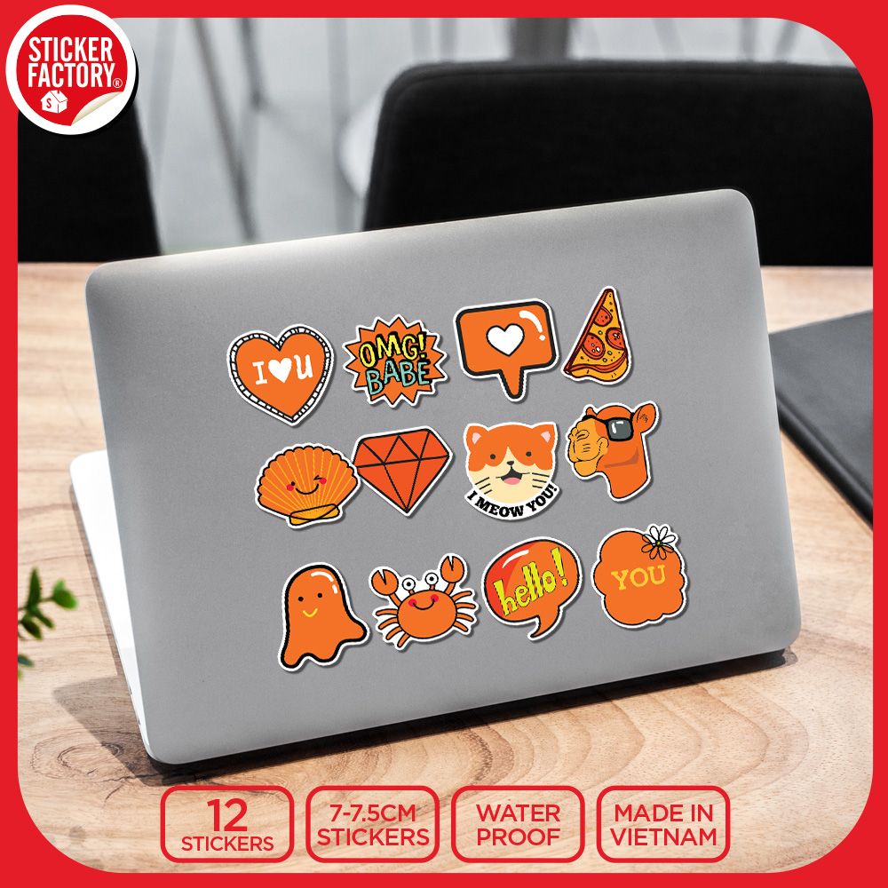 SET12006 MÀU CAM – Set 12 Die Cut Sticker Pack