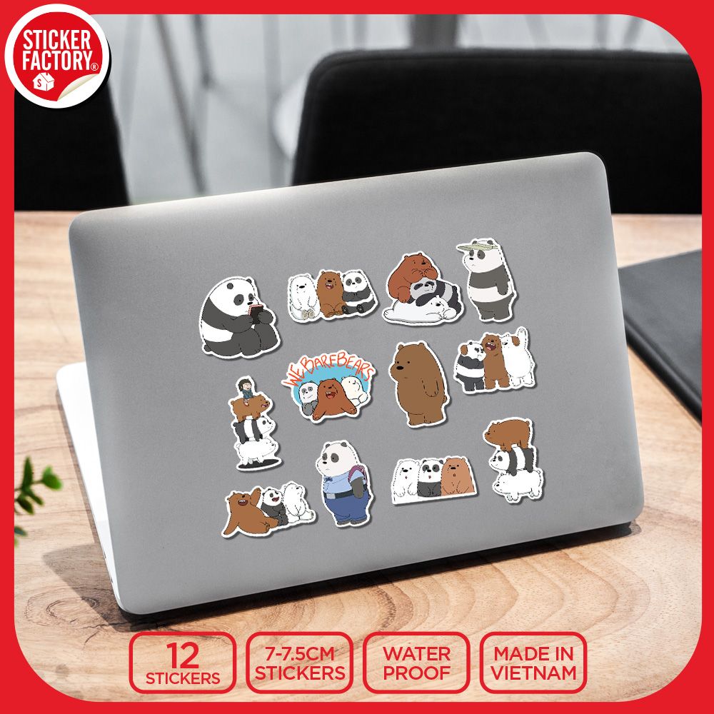 SET12026 BA CHÚ GẤU – Set 12 Die Cut Sticker Pack