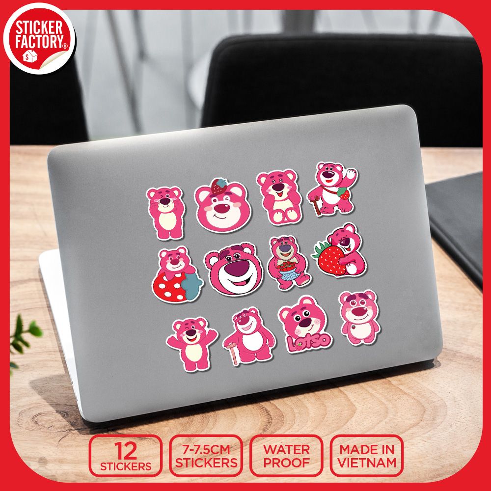 SET12029 GẤU DÂU – Set 12 Die Cut Sticker Pack