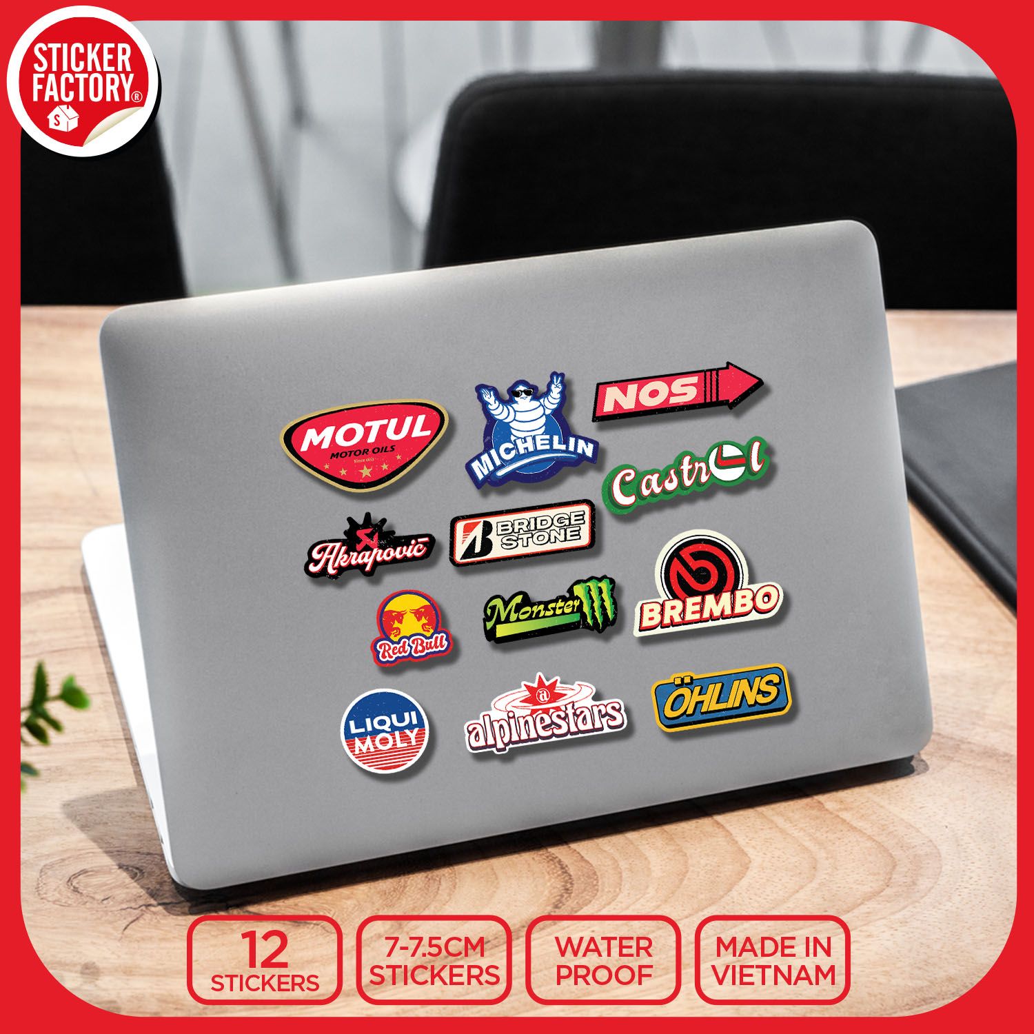 SET12031 RETRO RACING LOGO - Set 12 Die Cut Sticker Pack