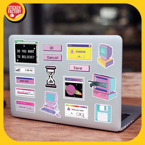  Retro Computer - Set 100 Sticker hình dán 