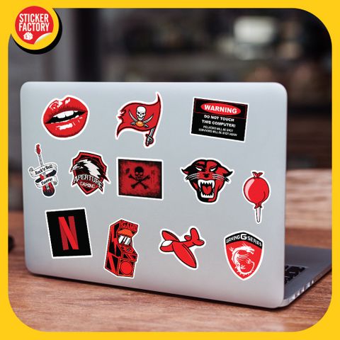  Black Red - Set 100 sticker hình dán 