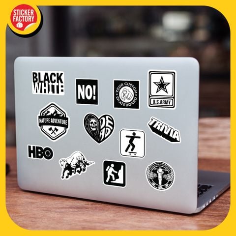  Black White - Set 100 sticker hình dán 