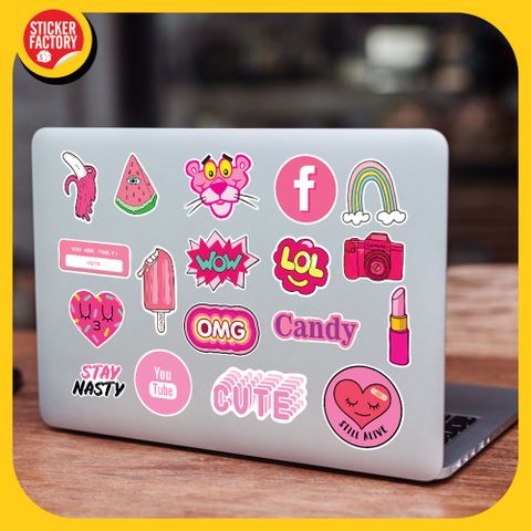  Pink màu hồng - Set 100 sticker hình dán 