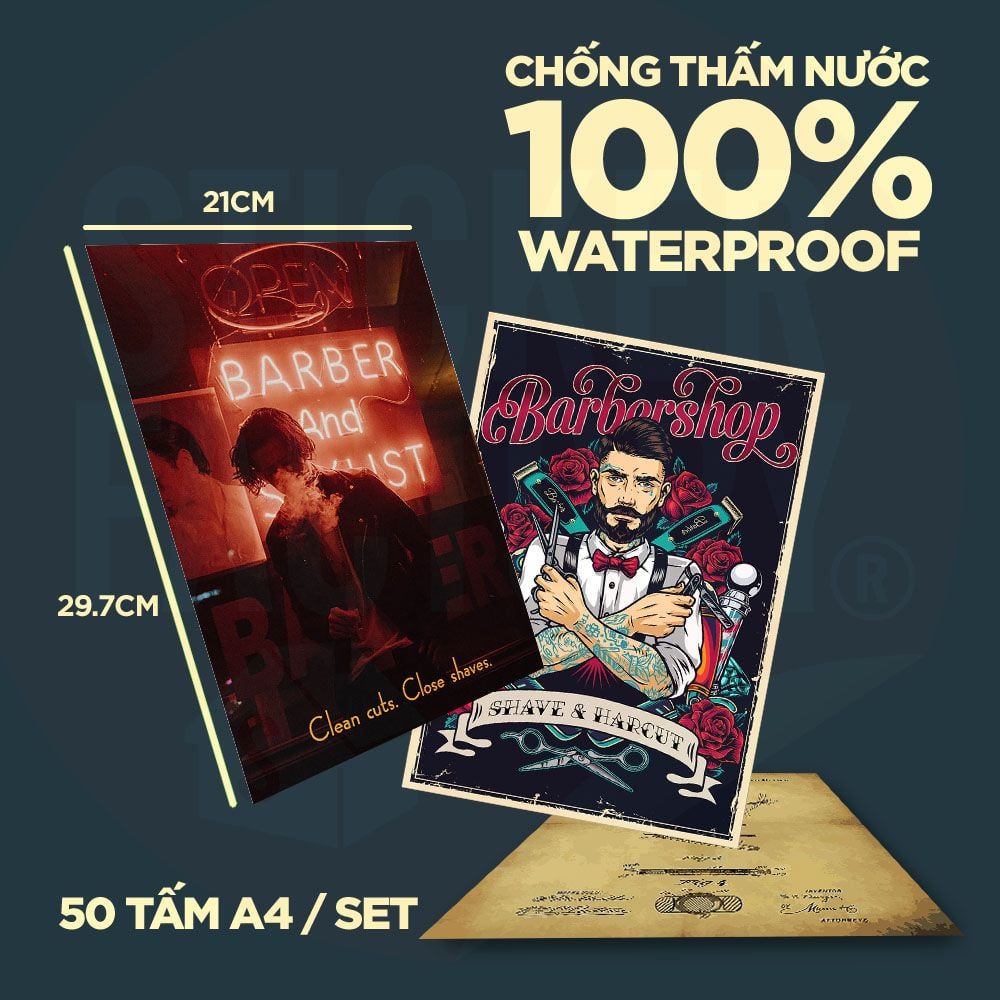 BARBER - Set 50 Poster A4 dán tường trang trí