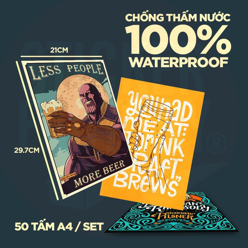 BEER - Set 50 Poster A4 dán tường trang trí