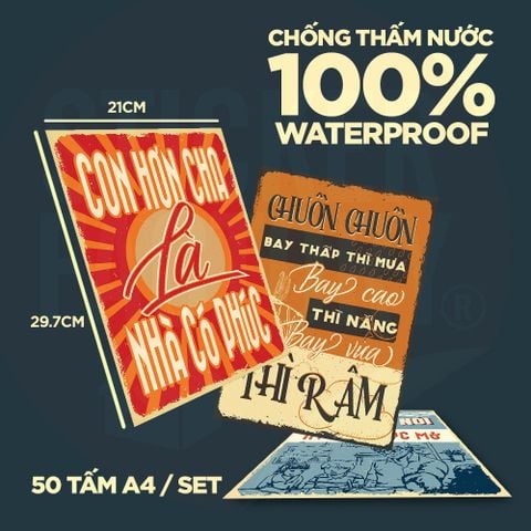 PROPAGANDA CA DAO TỤC NGỮ VIỆT NAM - Set 50 Poster A4 dán tường trang trí 