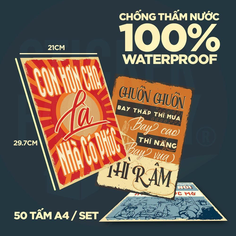 PROPAGANDA CA DAO TỤC NGỮ VIỆT NAM - Set 50 Poster A4 dán tường trang trí