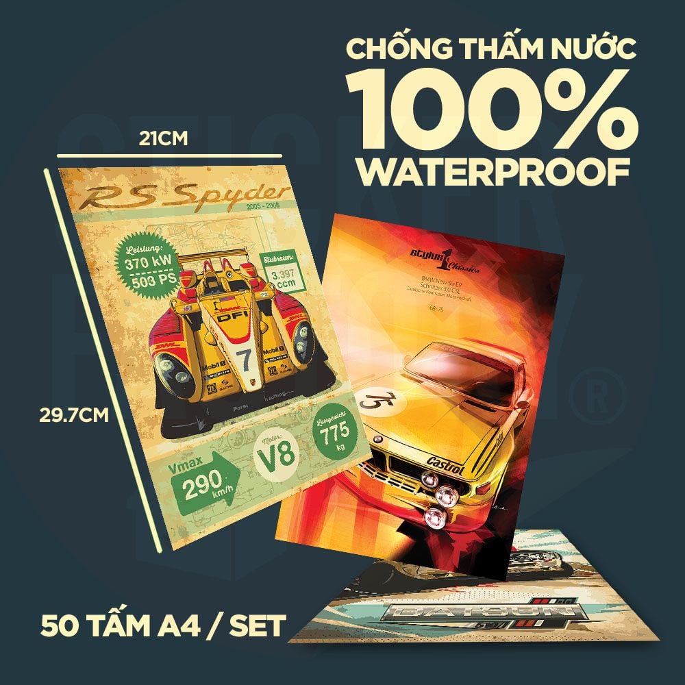 CAR  - Set 50 Poster A4 dán tường trang trí