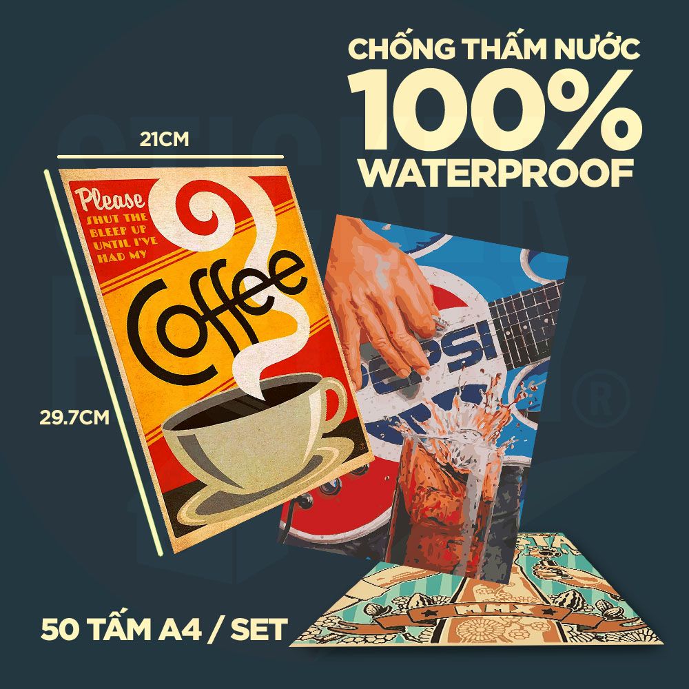 COFFEE - Set 50 Poster A4 dán tường trang trí