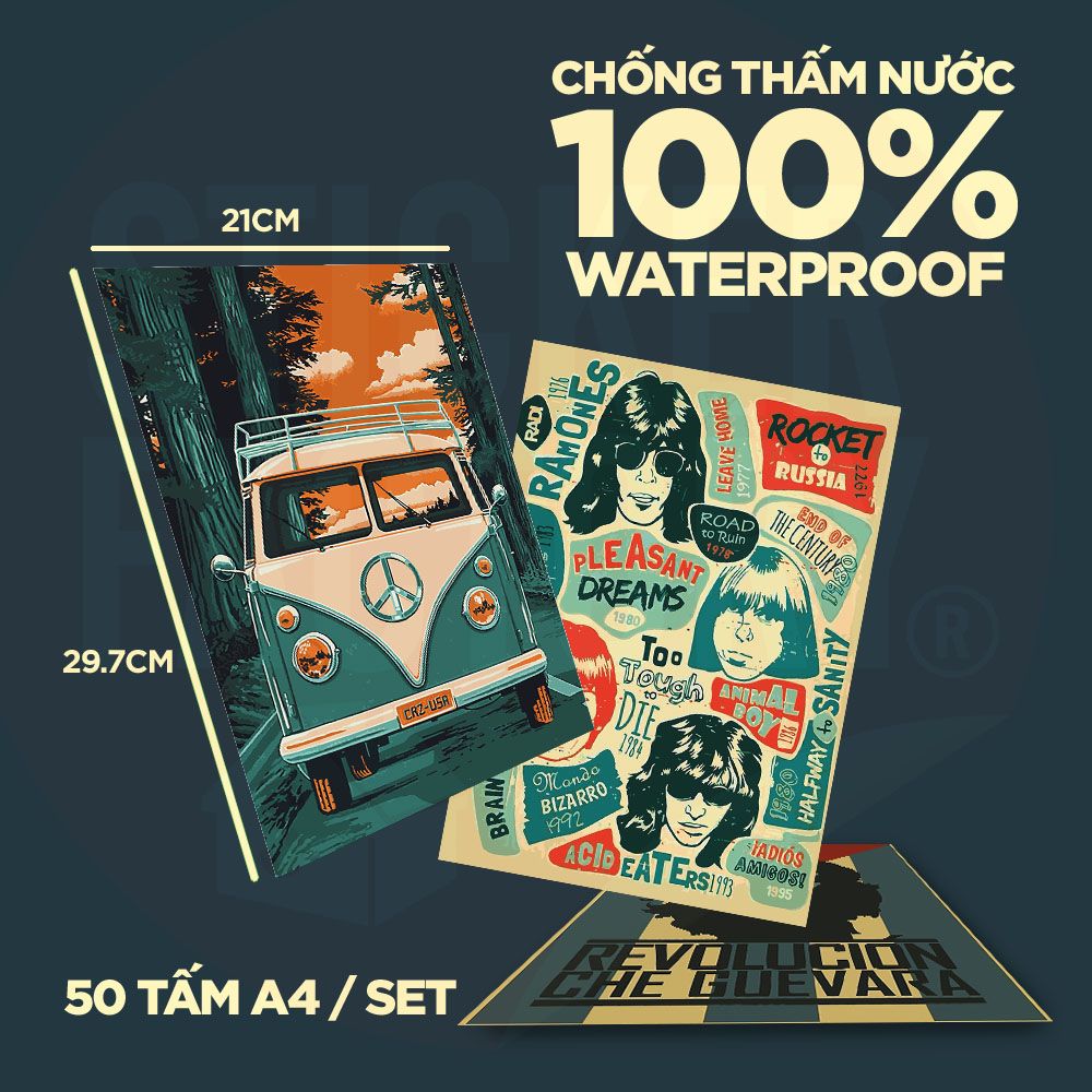 VINTAGE - Set 50 Poster A4 dán tường trang trí