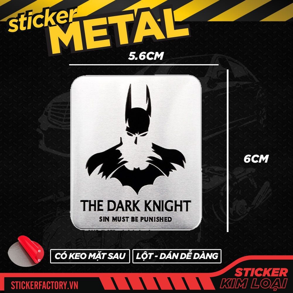 Batman The Dark Knight  - Sticker hình dán metal kim loại