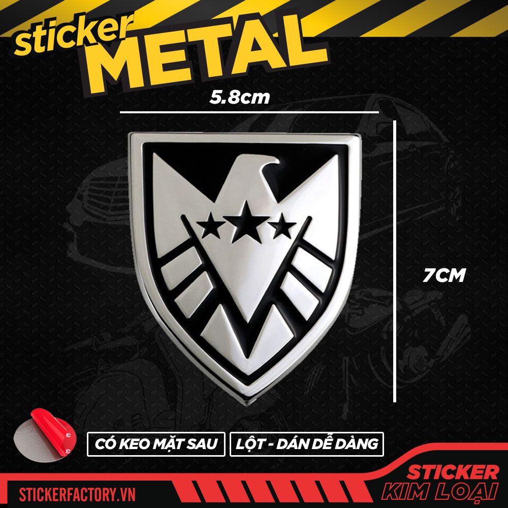 S.H.I.E.L.D 3D Silver 5.8x7cm - Metal Sticker