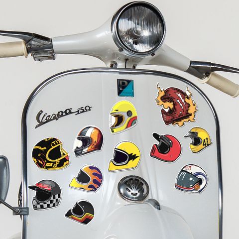  NO.08 Retro Helmet - Sticker Sheet A4 