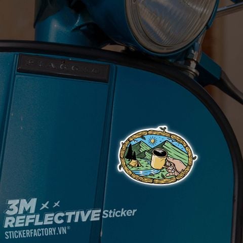  ENJOYING COFFEE IN THE MOUNTAINS 3M - Reflective Sticker Die-cut 