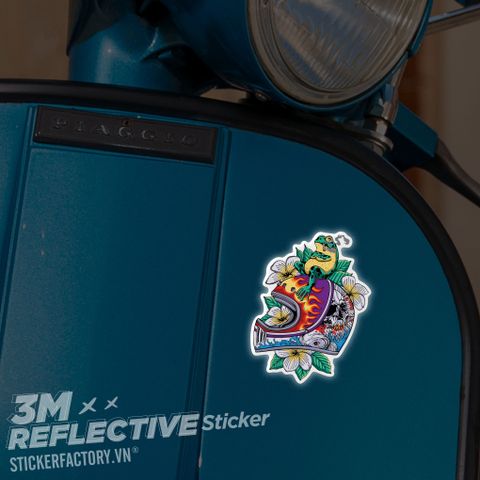  SMOKING FROG RETRO HELMET 3M - Reflective Sticker Die-cut 