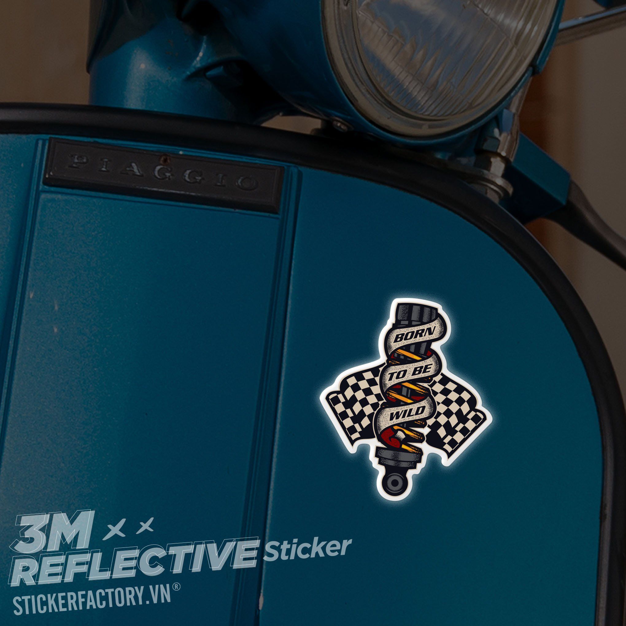BORN TO BE WILD SPARK PLUG 3M - Reflective Sticker Die-cut