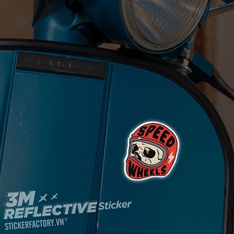  SPEED WHEELS SKULL HELMET 3M - Reflective Sticker Die-cut 